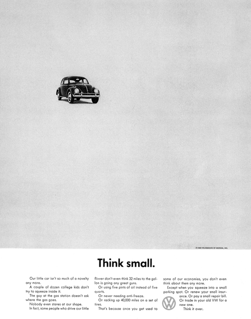 volkswagen Beetle think small ad